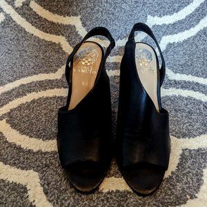 6.5 Vince Camuto Slingback Black Leather High Heel